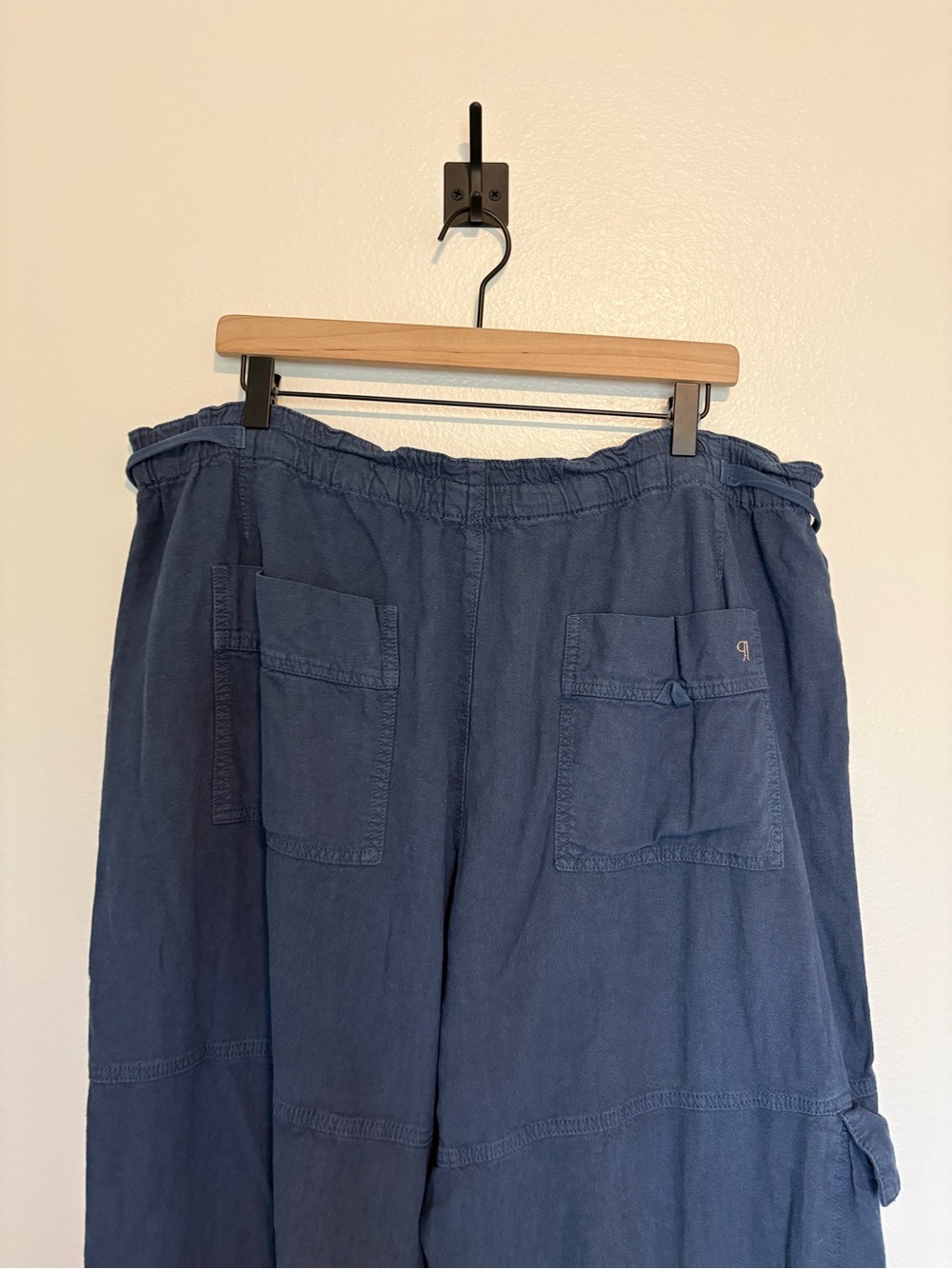 Pilcro Wide Leg Drawstring Pants in Navy Blue - Picture 7 of 10